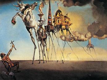 Salvador Dalí. Den hellige Antonius’ fristelse. Oljemaleri, 1946.